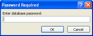 Input box: Enter database password: