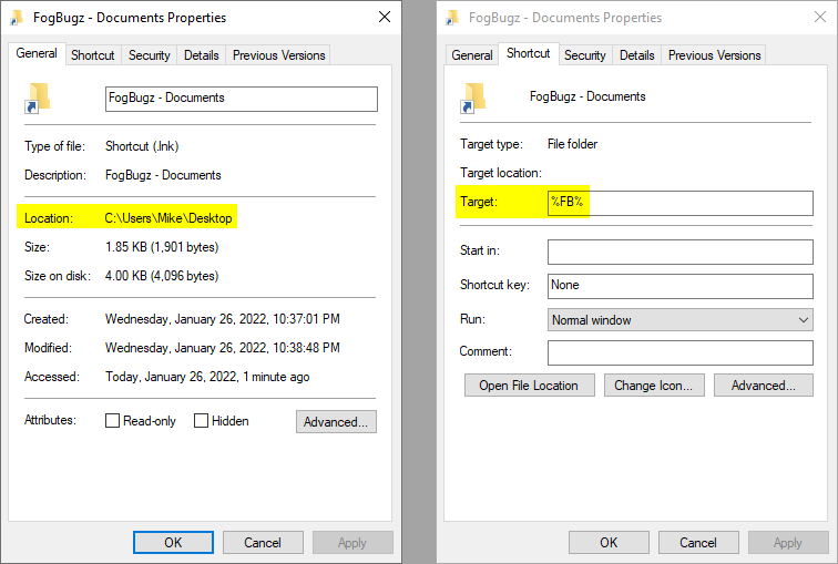 Creating a Shortcut to an Environment Variable Path