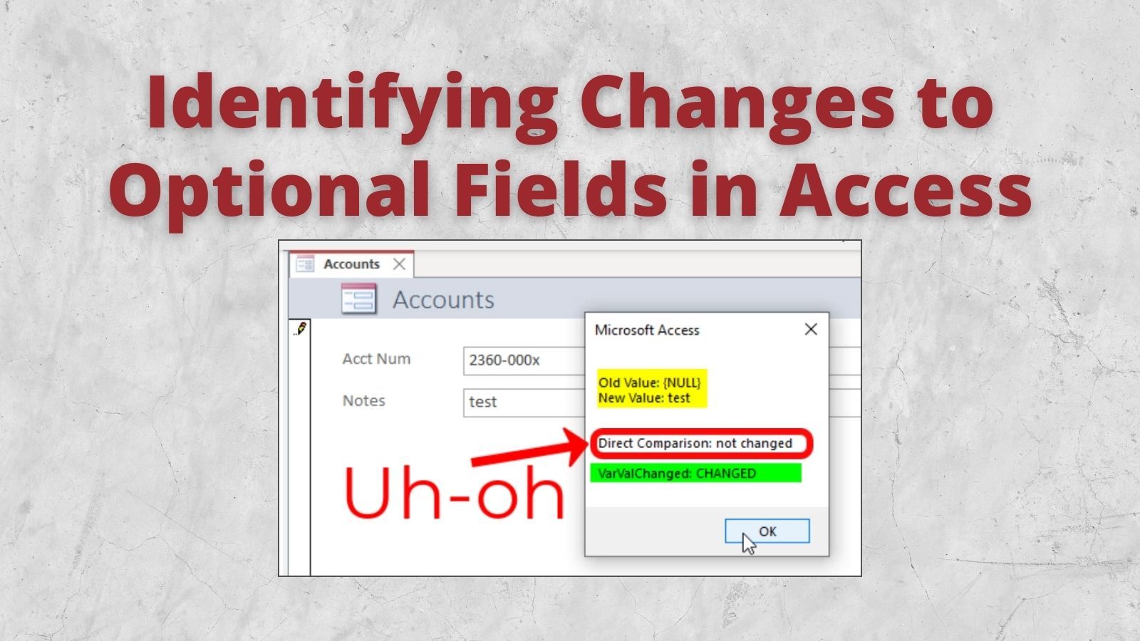 Does Not Equal Access Vba