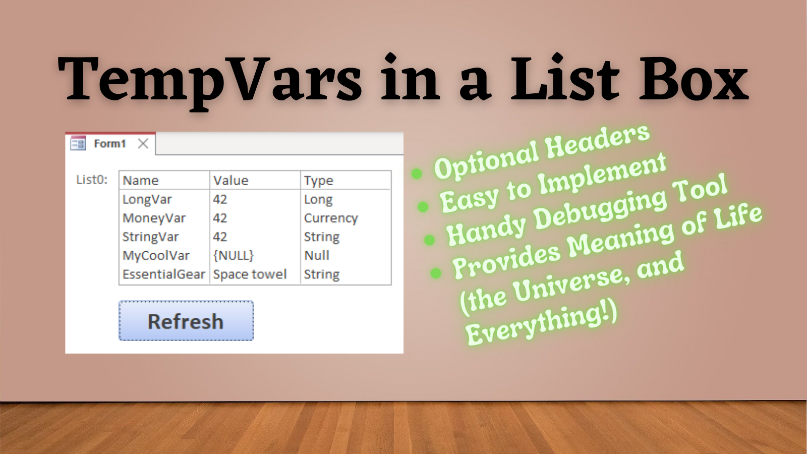 Populating a List Box with the TempVars Collection