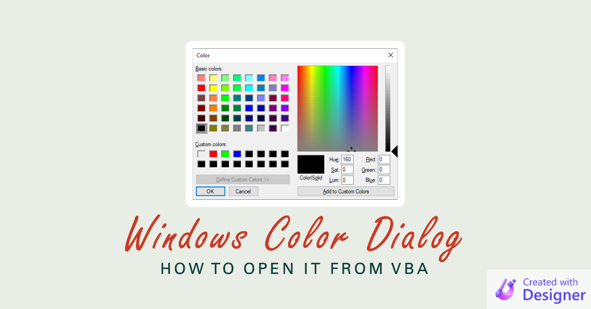 Open the Windows Color Dialog from VBA