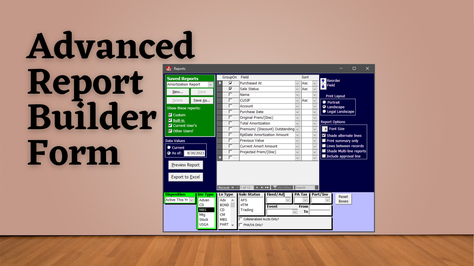 Advanced Report Builder Form