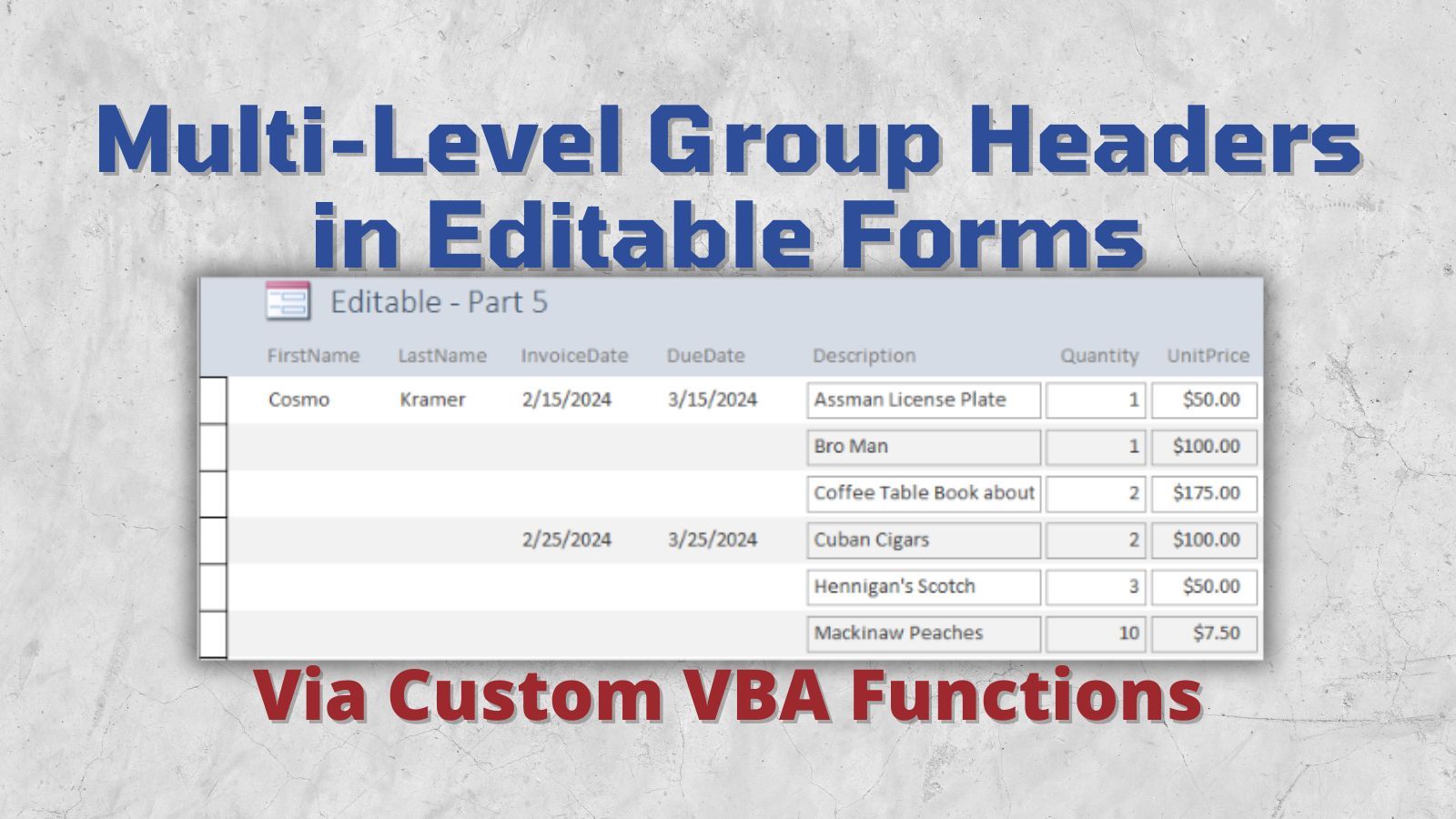 Use Custom Functions to Hide Multi-Level Group Headers on Editable Continuous Forms