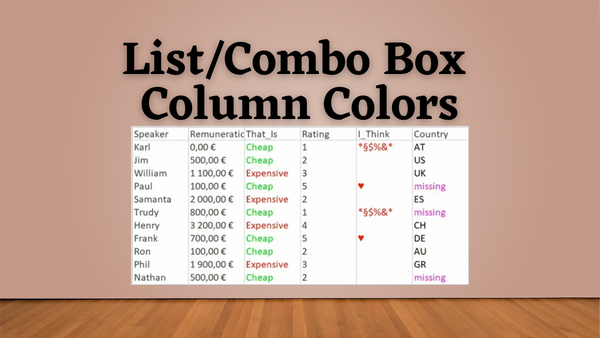 Setting Column-Specific Colors in Microsoft Access List Boxes and Combo Boxes
