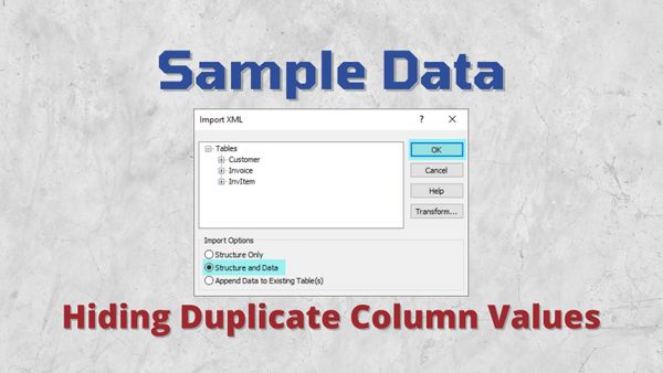 Sample Data for the "Hiding Duplicate Values" Series