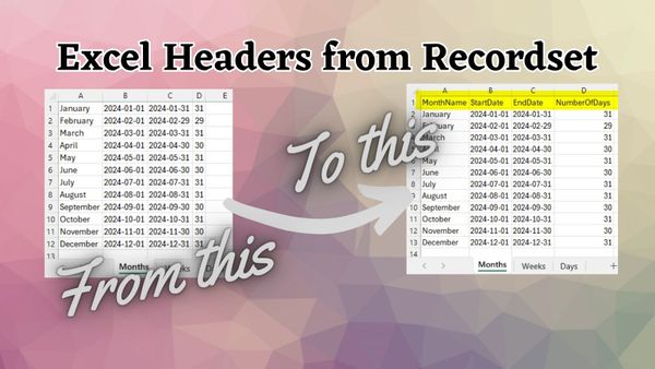 Creating a Header Row in Excel from an ADO Recordset