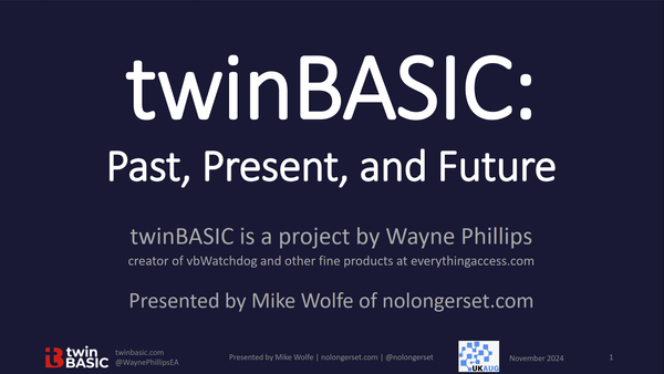 UKAUG 2024: twinBASIC: Past, Present, and Future